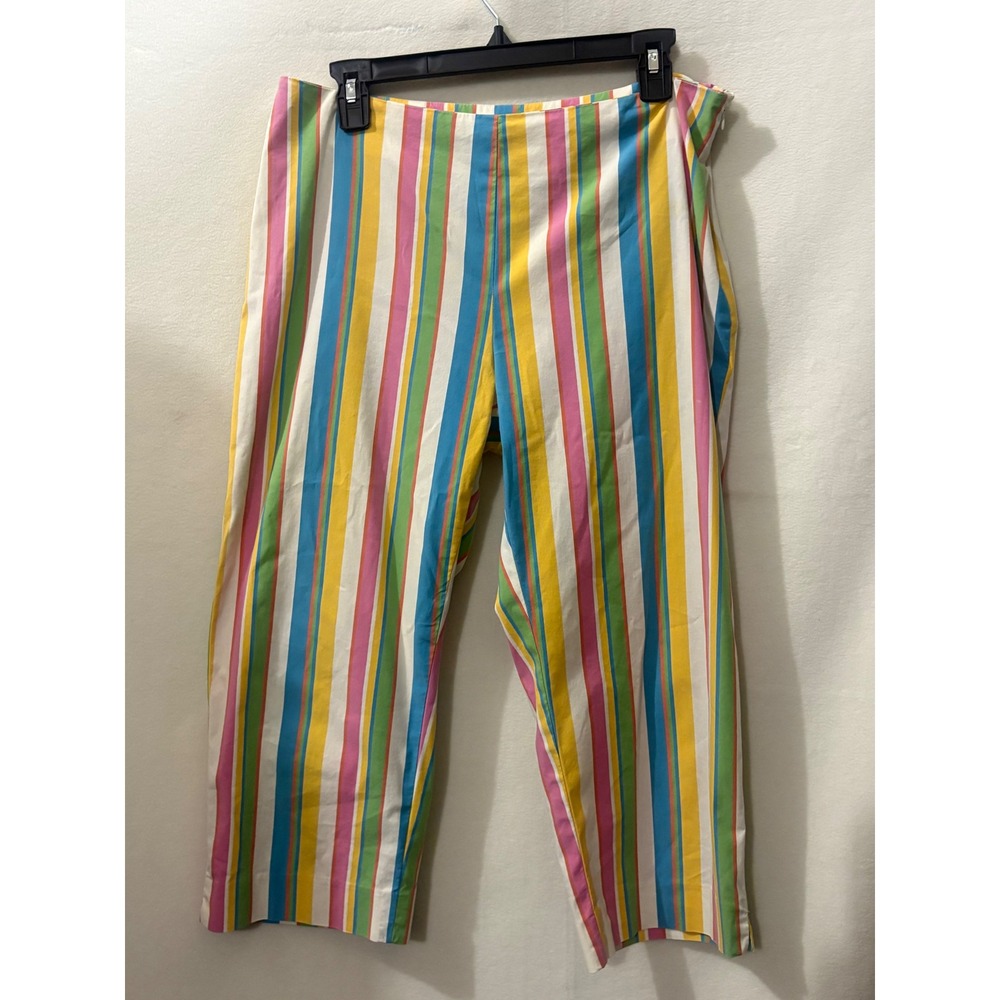 Lauren Ralph Lauren Multi Color Striped Cropped Pants Side Zip Size 12